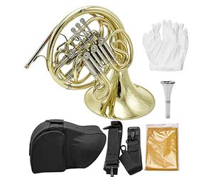 KOCAN 4 Key Double Row French Horn,4 Key Double Row French Horn Standard Four-button Double-row Horn for Beginners Examinations Professional Performance