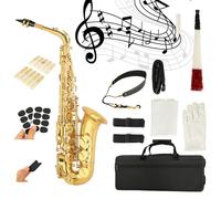 KOCAN E-flat Alto Saxophone, Gold Lacquered Brass | U-tube Design, Faux Mother of Pearl Keys, Complete Kit with Accessories