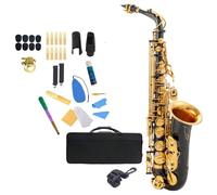KOCAN E-flat Alto Saxophones, Hand-Carved Brass with Black Nickel-Gold Finish, Complete Kit with Accessories and Carrying Case, 25inch