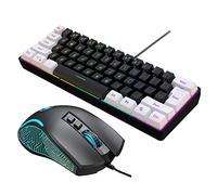 KOCAN V700BW+X100 USB Computer Keyboard and Mouse Kit with 61-key Wired RGB Backlight + Wired Gaming Mouse Colorful LED 4-Level DPI Max.3600DPI for PC Laptop