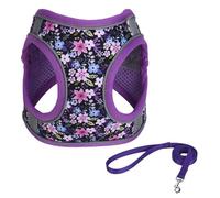 KocaPlye Step in Dog Harness No Pull Flower Adjustable Soft Mesh Harness | Reflective Pet Vest Harness and Leash Set for Small Medium Dogs