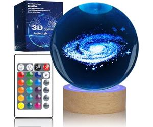 Kocasall 3D Celestial Balls Lamp Galaxy Crystal Ball Lamp with Remote Control, Galaxy System Model Decor Science Astronomy Gifts God Bless The World Easter Religious Space Gifts Decor