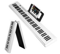KOCASO Electronic Piano Keyboard 88 Keys Folding Piano Keyboard Foldable Full Size Semi-Weighted Digital Electronic Piano with LCD Screen Carry Case Microphone
