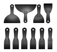 Koceci 10PCS Plastic Putty Knife, 6 Size Putty Knife Set, Thin Plastic Scraper Tool Scraper Set for Taping Drywall Painting Scraping Paper Patching (Black)