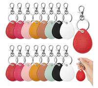 Koceci 16PCS Key Fob Holder, PU Leather Key Holder with Metal Rings, NFC Tags Holder Keyring, for Keys ID Key Cards and Bag, 8 Colors, 4.76× 1.73 inches