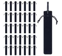 Koceci 36 Pcs Velvet Pen Pouch Black Soft Single Pen Holder Drawstring Pen Pouch Pencil Bag for School Office Business Gift (Black)
