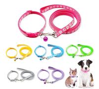 Koceci 6 PCS Dog Collar and Leash Set for Small Dogs Puppy Kitten, Adjustable 7.5-12.5 Inches Cat Collar and Leash Set with Bell (6 Colors)