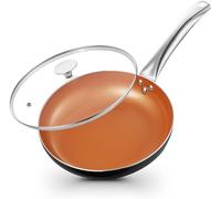 KOCH SYSTEME CS Little Skillet with Lid - 8" Copper Nonstick Frying Pan for Oven & Stove, Small Skillet with Ceramic Coating, Aluminum Nonstick Pan, 100% PFOA Free, All Stove Tops Compatible