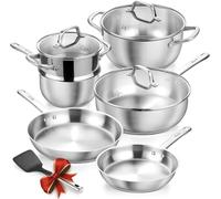 KOCH SYSTEME CS Stainless Steel Cookware Set 10 Piece, 18/10 Stainless Steel Pots and Pans Set for Professional Cooking, Kitchen Cookware Sets, Induction Compatible, Pots and Pans Set, Cooking Set