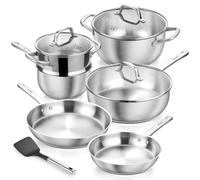 KOCH SYSTEME CS Stainless Steel Pots and Pans Set 10 Piece, Stainless Steel Cookware Set for Professional Cooking, 10 Pcs Kitchen Cookware Sets, Induction Compatible Stainless Steel Pots and Pans Set