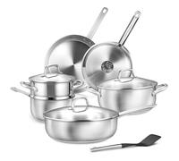 KOCH SYSTEME CS Stainless Steel Pots and Pans Set 10 Piece, Stainless Steel Cookware Set for Professional Cooking, 10 Pcs Kitchen Cookware Sets, Induction Compatible Stainless Steel Pots and Pans Set