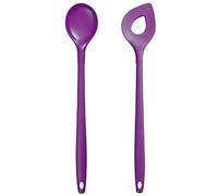 Kochblume Set of 2 Spoons for Cooking and Baking, 30 cm, Stainless-Steel Core with a Protective Layer of Silicone, BPA-Free, Dishwasher-Safe, Purple