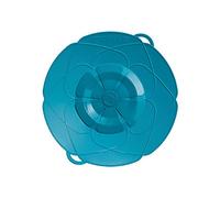 Kochblume the original, silicone boil over protection for pots and pans, microwave lid, splash guard and steam cooker attachment, set with zip pocket in the pink box., turquoise, M | Topfgröße 14-20cm