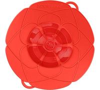 Kochblume The Original, Silicone Boil Over Protector for Pots and Pans, Microwave Lid, Splash Guard and Steamer Attachment (Red, M, Pot Size 14-20 cm)