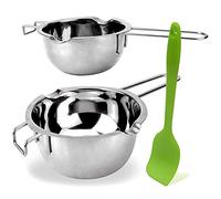 Kochenty 2 Pack Double Boiler Melting Pot with Silicone Spatula for Butter for Chocolate Candy Butter Cheese (400ML and 600 ML)