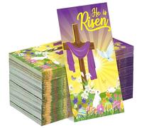 Kochorie 100 Pieces He Is Risen Easter Napkins, Disposable Jesus Cross Napkins, 7.8 x 4.3 Inches Spring Flower Easter Bunny & Egg Paper Decorative Napkin for Easter Spring Holiday Birthday Party Home