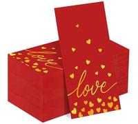 Kochorie 100 Pieces Valentine's Day Paper Napkins Gold Foil Love Hearts Disposable Napkins 7.8 x 4.3 Inch Red Decorative Guest Party Napkin Hand Towels for Valentine Wedding Birthday Party Supplies