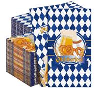 Kochorie 200 Pcs Oktoberfest Paper Napkins 3 Ply Rectangle Blue and White Bavarian Flag Check Decorative Paper Disposable Guest Napkins for Beer Theme Oktoberfest Decorations Party Supplies