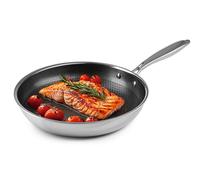 Kochwerk Rachs Frying Pan with Honeycomb Structure, Diameter 24, Stainless Steel Pan with Non-Stick Coating and High Rim, Suitable for All Types of Hobs, Scratch-Resistant and Oven-Safe, Includes 2