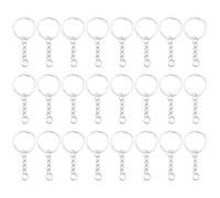 KOCKSHION 100pcs Metal Key Holder Ring with Chain for DIY Crafts, Iron Round Split Keyring Diameter 25mm Wire Thickness 1.5mm, Sturdy Keychain Rings to Keep Keys from Slipping