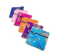 KOCKSHION 12pcs Chinese Style Blessing Coin Purse Multi Colored Women Fashion Wallets Durable Silk Material for Daily Use and Special Occasions Random Patterns