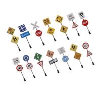 KOCKSHION 14pcs Mini Traffic Signs Set for Sand Table Miniature Landscape with Wear-resistant Abs Material and Realistic Design, for Mini House and School Teaching Aids