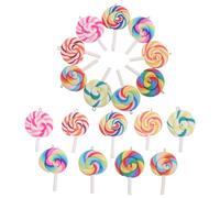 KOCKSHION 18pcs Rainbow Colorful Polymer Clay Lollipop Charms Candy Pendants for Jewelry Making DIY Accessories Necklaces Bracelets Craft Supplies