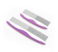 KOCKSHION 2 Pcs Pet Grooming Comb Stainless Steel round Head and Single Row Teeth, Rubberised Non-slip Handle, Gentle on Skin for Dogs and Pets, for Travel and Competitions