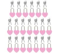 KOCKSHION 20 Sets Mini Heart Lock with Key, Small Padlock with Key, Alloy Plastic Pink Heart Shaped Decorative Lock for Storage Boxes, Diaries, Tourist Use,