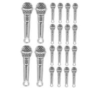KOCKSHION 20Pcs Microphone Charms Antique Alloy Miniature Pendant for DIY Jewelry Making Unique Music Charm Necklace Supplies for Crafting Bracelets and Dollhouse Decor