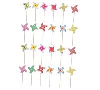 KOCKSHION 24pcs Windmill Cake Toppers Fun Cake Ornaments for Birthday Parties Vibrant Decorations for Cupcakes Desserts Photo Props for Unforgettable Memories