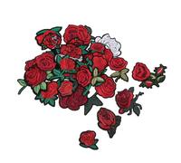 KOCKSHION 28pcs Rose Embroidered Flower Iron on Patches with Polyester Material and Hot Melt Adhesive, Machine Washable Floral Appliques for DIY Projects on Dress and Vest Decoration