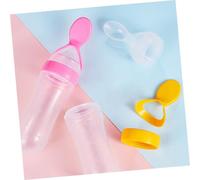 KOCKSHION 2pcs Bottles with Spoon Food Grade Silicone Rice Cereal Dispensers for Weaning and Semi-solid Feeding Upright Stable Design for Easy Clean and Portable Use