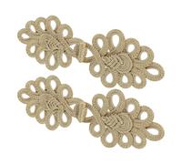 KOCKSHION 2pcs Golden Chinese Knots Frog Buttons for Coats and Cheongsams, Polyester Decorative Sewing Fasteners with Ornate Vintage Design, for DIY Sewing and Crafting Projects