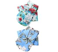 KOCKSHION 2pcs Hawaiian Style Dog Shirt for Everyday Wear and Parties, Comfortable Polyester Tropical Theme Pet Shirt with Creative Coconut Tree Print for Dogs 1-7.5kg