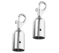 KOCKSHION 2pcs Heavy Duty Metal Rope Hooks for Welcome Poles Elegant Silver Finish Queue Barrier Rope End Caps with Self Closing Clasps Decorative and Crowd Control Accessories for Airports
