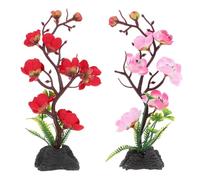 KOCKSHION 2pcs Japanese Style Sushi Plate Decor with Artificial Flowers, Lightweight Plastic Cold Dish Ornaments, Creative Faux Plant Decoration for Home or Hotel