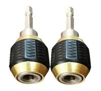 KOCKSHION 2pcs Metal Drill Chuck Fast Change Adapter Set Hex Shank Self-Locking Connector for Electric Drills and Ratchet Extension Converter for Car Woodworking and Home Use