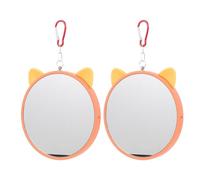 KOCKSHION 2pcs Parrot Mirror Bird Cage Mirror Plastic and Glass Construction Orange Colour Hanging Bird Plaything