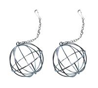 KOCKSHION 2pcs Stainless Steel Multi-function Hanging Pet Grass Holder Balls for Rabbits and Guinea Pigs, Reusable Silver Feeder Rack Suitable for Hanging the Balcony or Placing