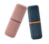 KOCKSHION 2pcs Travel Toothbrush Holder Toothpaste Storage Case Portable Multi-use Toothbrush Container for Camping Travel Essentials Pink Dark Blue
