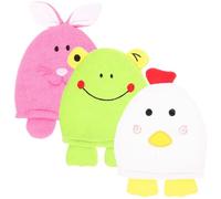 KOCKSHION 3pcs Exfoliating Shower Mitts Microfiber Body Wash Mitts for Bathing Accessories Heavy Duty Exfoliating Gloves Cartoon Design for Family Hotel Use Random Style