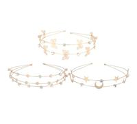 KOCKSHION 3pcs Rhinestone Headbands with Star Moon Insect Patterns Double Layer Metal Hair Ornaments for Women Brides Sparkling Wedding Party Accessories