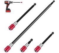 KOCKSHION 4 Pcs 1/4 Inch Hex Drill Bit Extension Kit Impact Driver Bit Holder Bars Set (6cm, 10cm, 15cm, 30cm) for Power Drill Accessories and Screwdriver Extensions