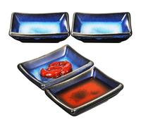 KOCKSHION 4 Pcs Ceramic Dish Set Japanese Style Appetizer Dishes with Easy Cleaning and Versatile Use, for Tapas, Sushi Sauce Bowls, and Dipping Sauce Serving