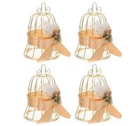 KOCKSHION 4 Pcs Elegant Hollow Birdcage Candy Boxes for Wedding Party Favors Decorative Iron Sugar Cases with Bowknot Design Multi-functional Candy Storage and Display Containers in Gold