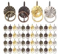 KOCKSHION 40pcs Antique Style Metal Ring Cabinet Pull Handles Mini Drawer Knobs Set in Green Bronze, Red Bronze, Silver and Gold for Kitchen and Furniture Hardware