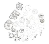 KOCKSHION 40pcs Silver Metal Gear Charms for Crafts Lightweight Tiny Size Steampunk Gears DIY Project Decorative Punk Decors Suitable for Glamour Jewelry Making