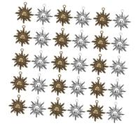 KOCKSHION 40pcs Stylish Sunburst Design Vintage Handmade Jewelry Charms Diy Sun Charm Beads for Necklace Earrings Bracelet