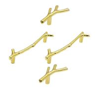 KOCKSHION 4Pcs Antique Style Branch Shaped Door Handles Solid Thickened Decorative Cabinet Knobs for Drawer and Cupboard Furniture, Vintage Gold Finish, Home Hardware Supplies